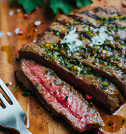 Steak s chimichurri omáčkou.