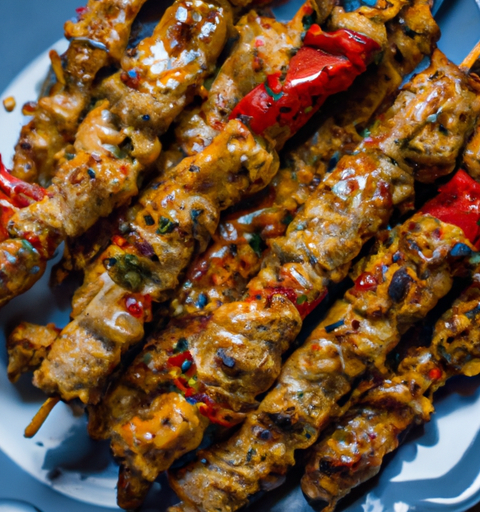 Balijský kuřecí satay s arašídy