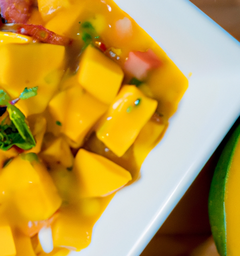 Ceviche z lososa a mango.