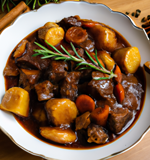 Hovězí Bourguignon se slaninou a houbami