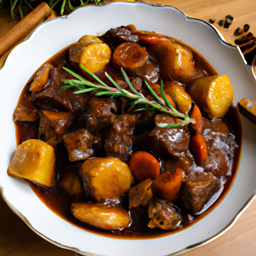 Hovězí Bourguignon se slaninou a houbami