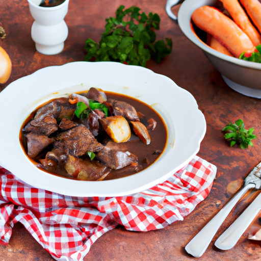 Boeuf bourguignon s hranolkami.