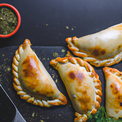 Argentinské hovězí empanadas s chimichurri.