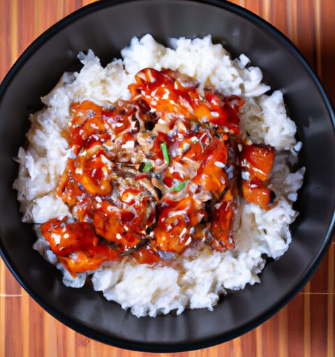 Kuřecí teriyaki s rýží.