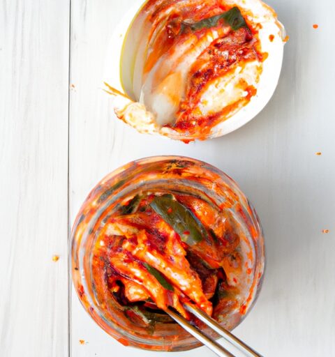 Kimchi – tradiční korejská fermentovaná zelenina.