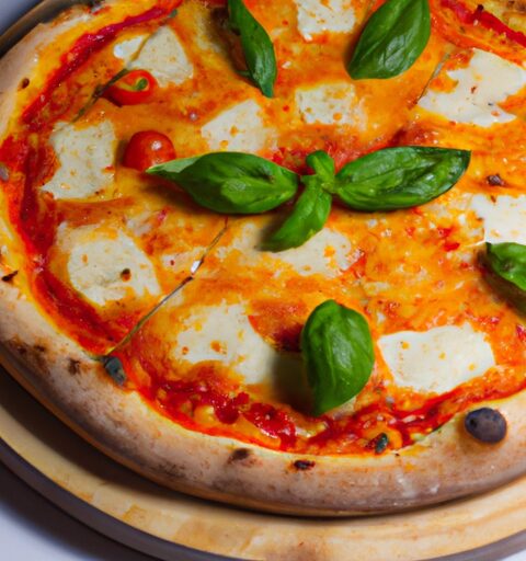 Pizza Margherita s bazalkou.