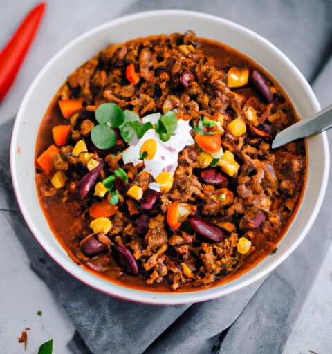 Hranolky s chilli con carne.