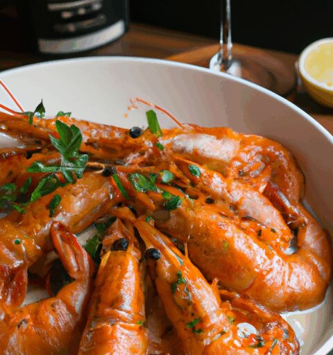 Těstoviny s krevetami a pestem