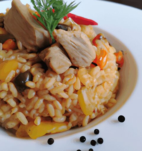 Pečený křenový králík na houbařském risottu