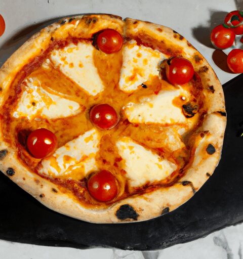 Pizza margherita s čerstvou bazalkou