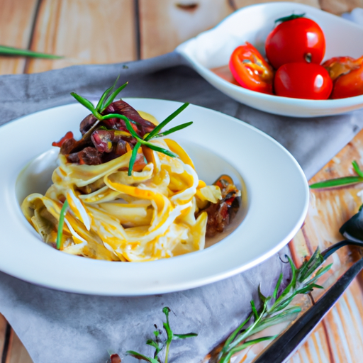 Tagliatelle s houbami a bazalkou